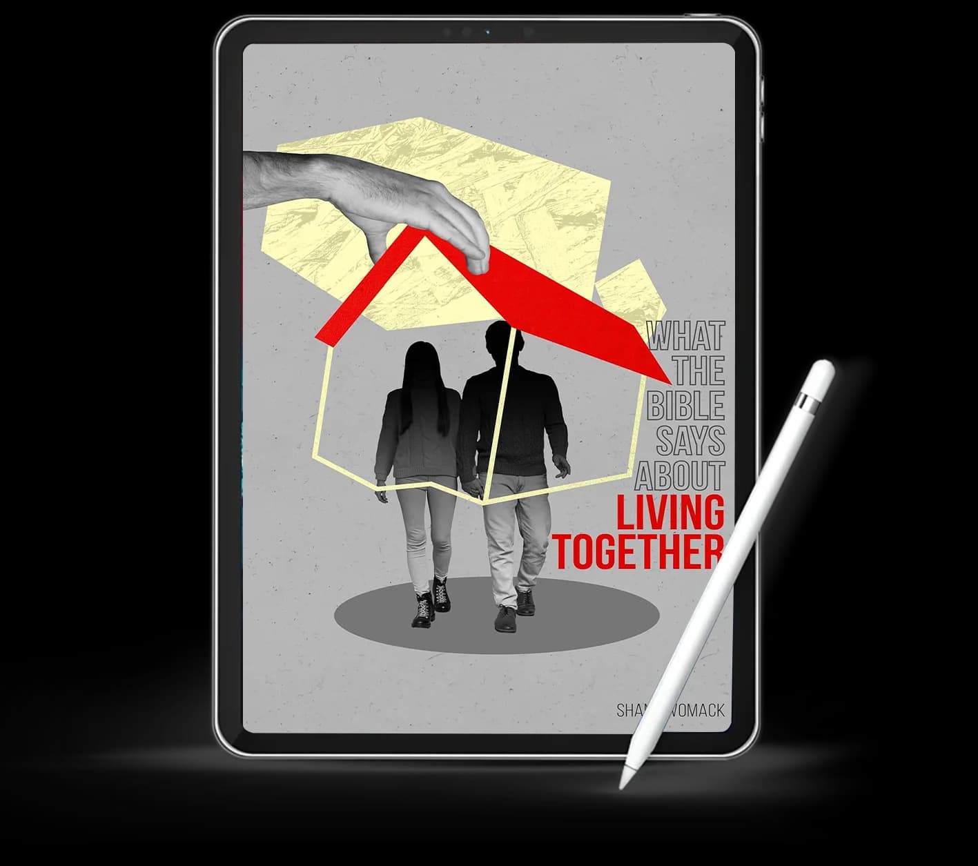 Tablet showing book cover design